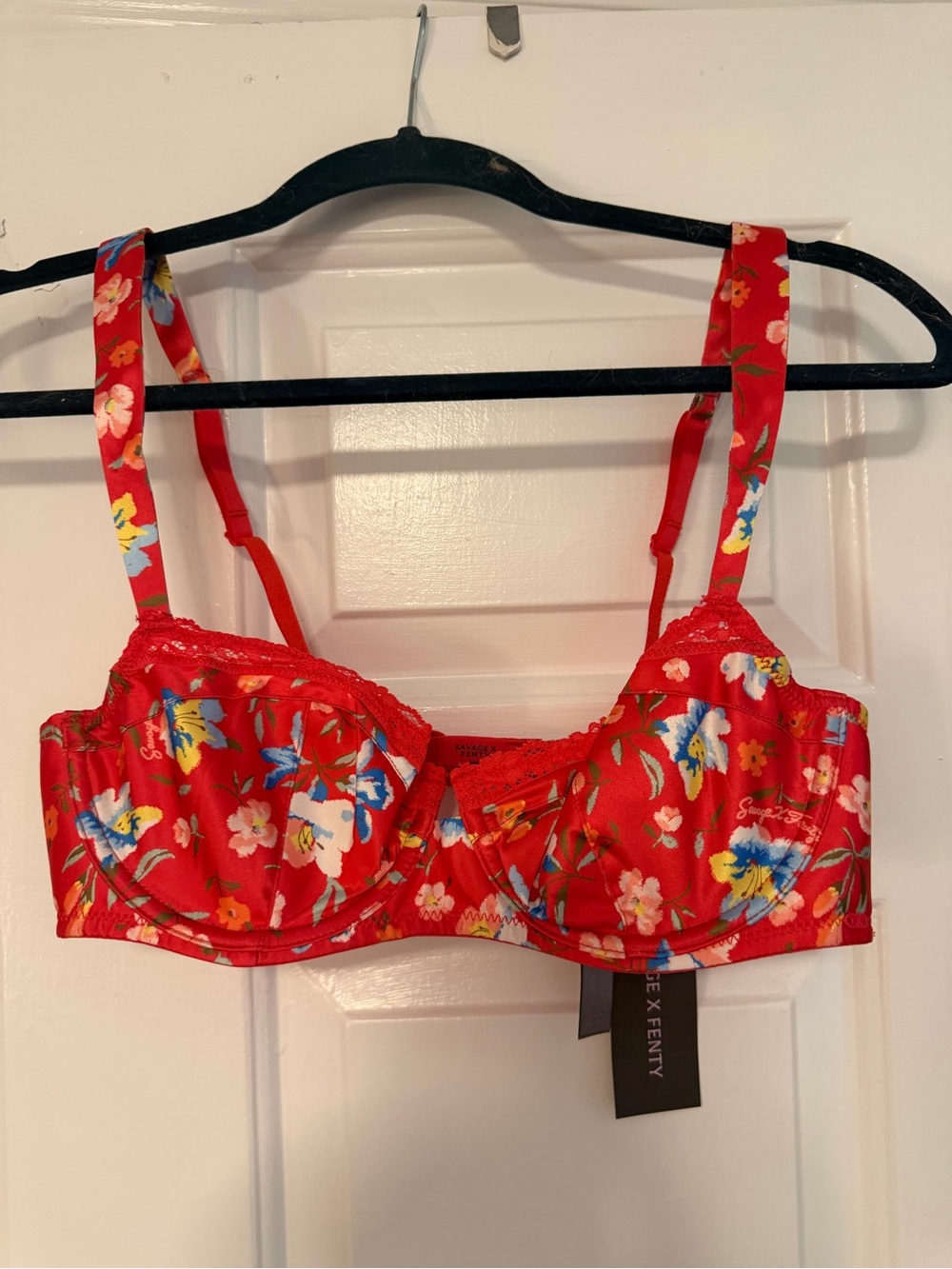 Savage X Fenty Bright Red Floral Underwire Bra